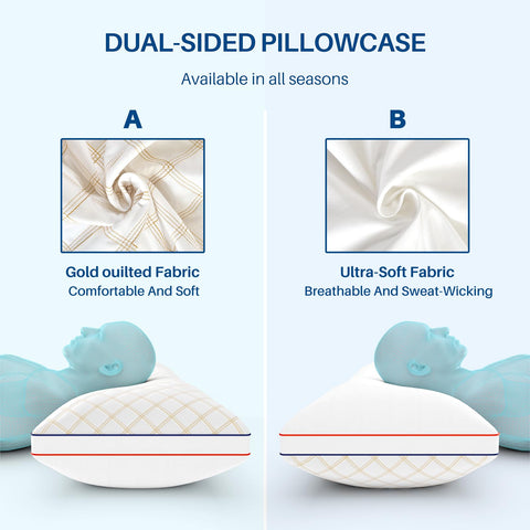 YZ HOME flattened pillow view showing adjustable low loft option for stomach sleepers
