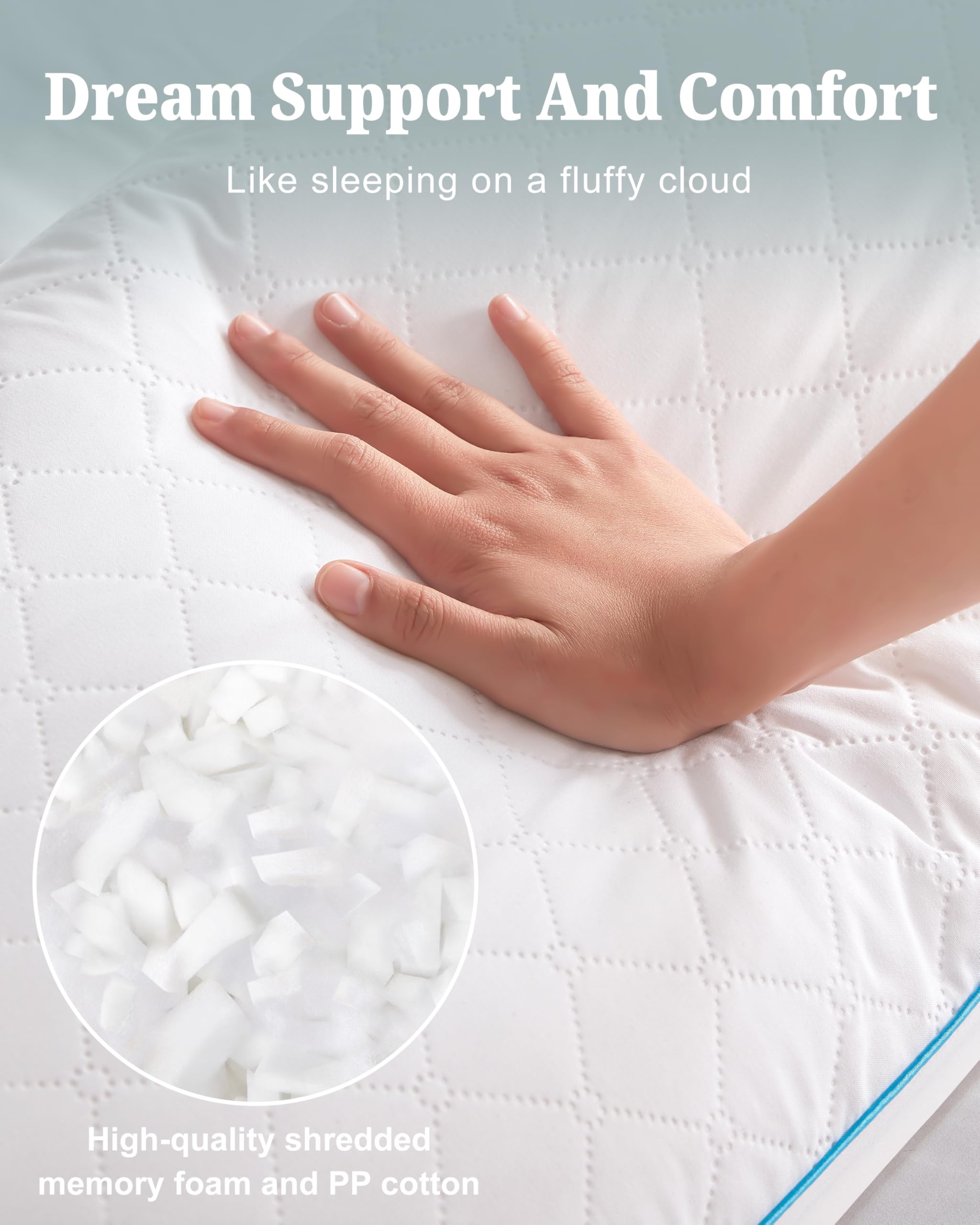 YZ HOME shredded memory foam held in hand demonstrating customizable fill