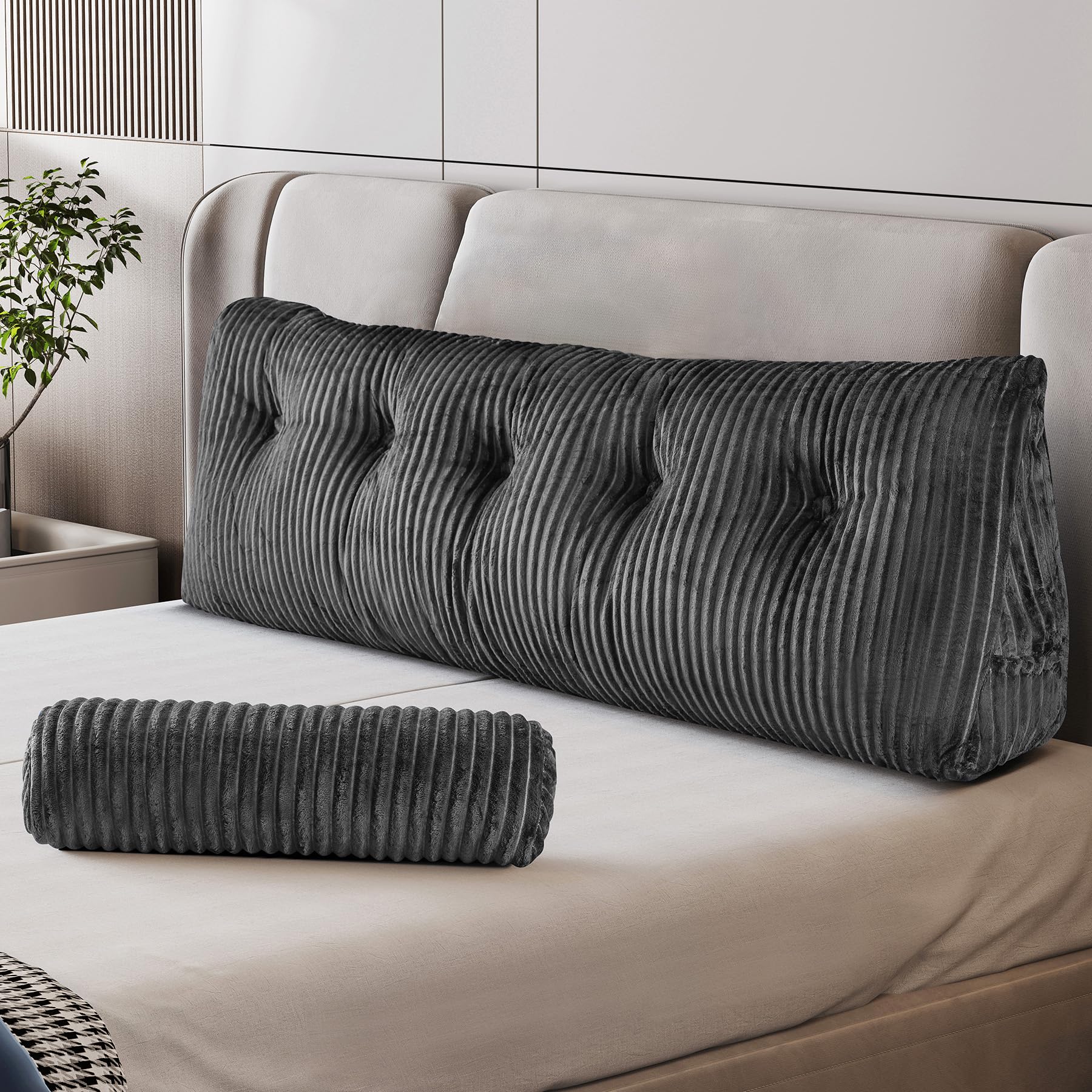 Z-hom front view of headboard pillow showing full queen support and comfort