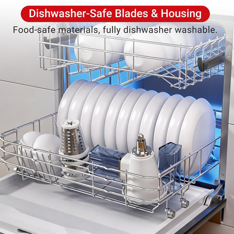 ZACME dishwasher-safe parts arranged to show easy cleanup advantage
