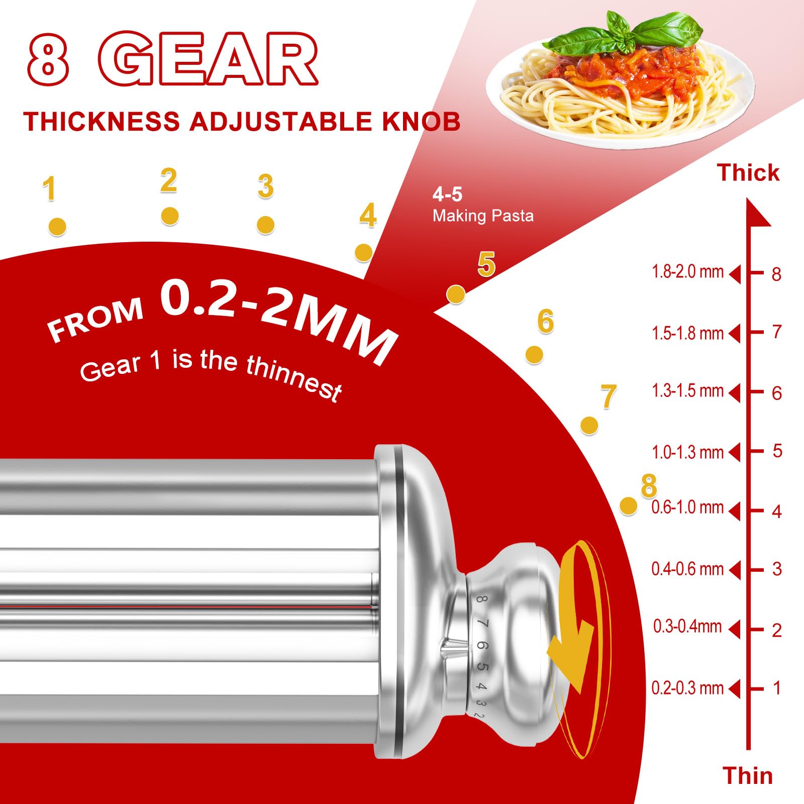 ZACME fettuccine cutter detail showing clean-cut edges for even wide noodles
