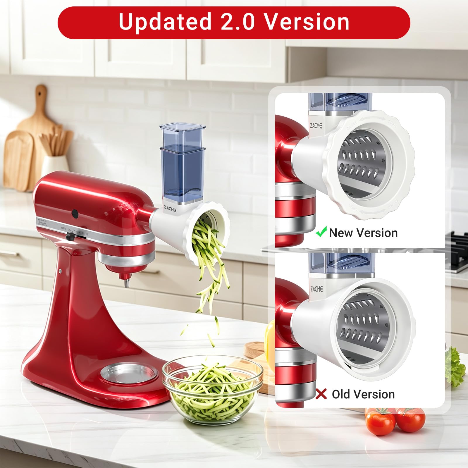 ZACME enlarged 2.7-inch food inlet close-up for faster feeding benefit
