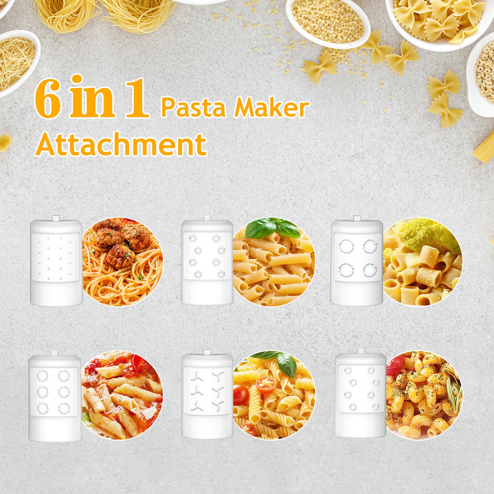 ZACME on KitchenAid stand mixer extruding pasta, demonstrating fast production