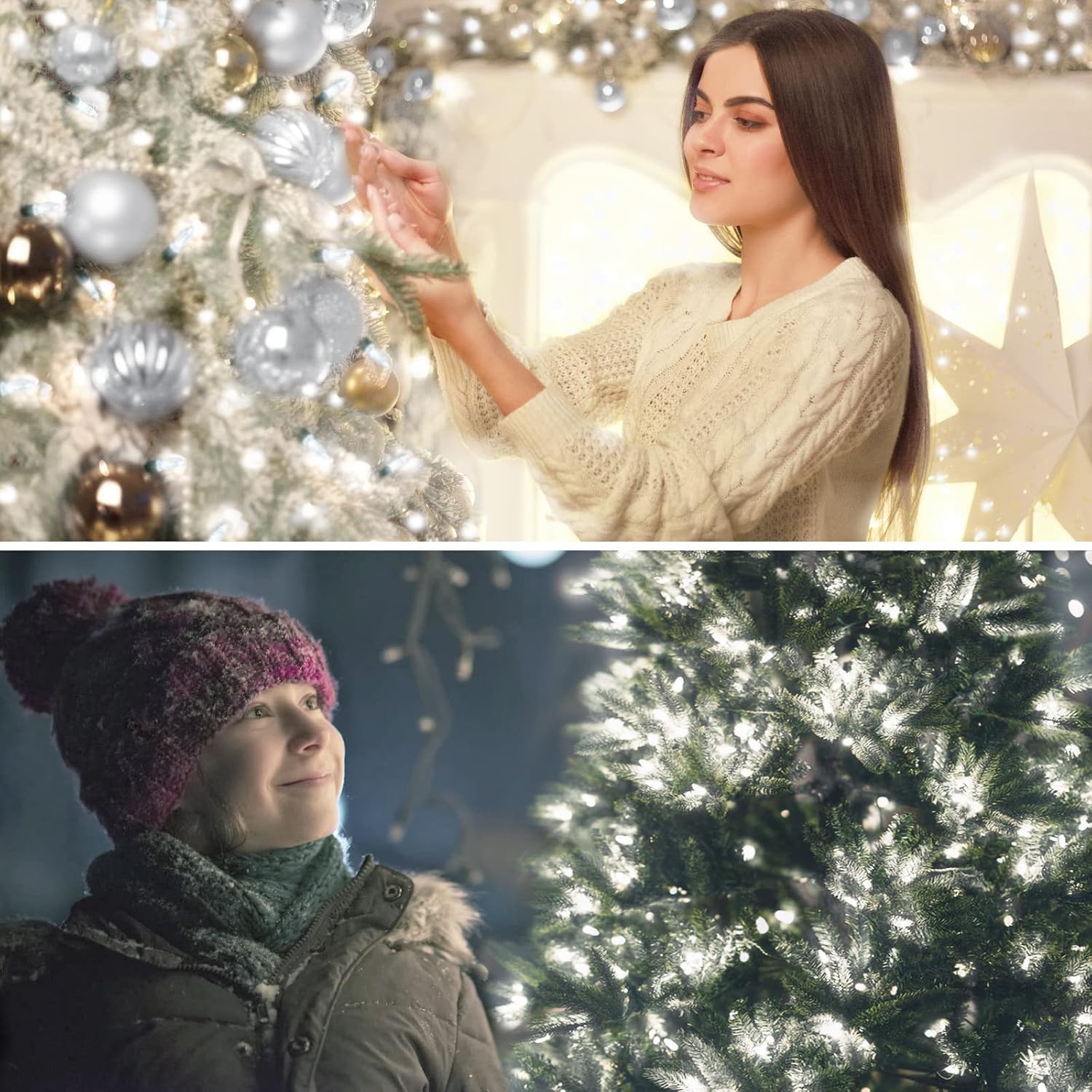 zaffaella lights wrapped on a wreath showing easy cordless decorating benefit