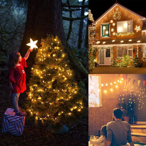 Zaffaella lights woven into a wreath on a porch offering weatherproof flair