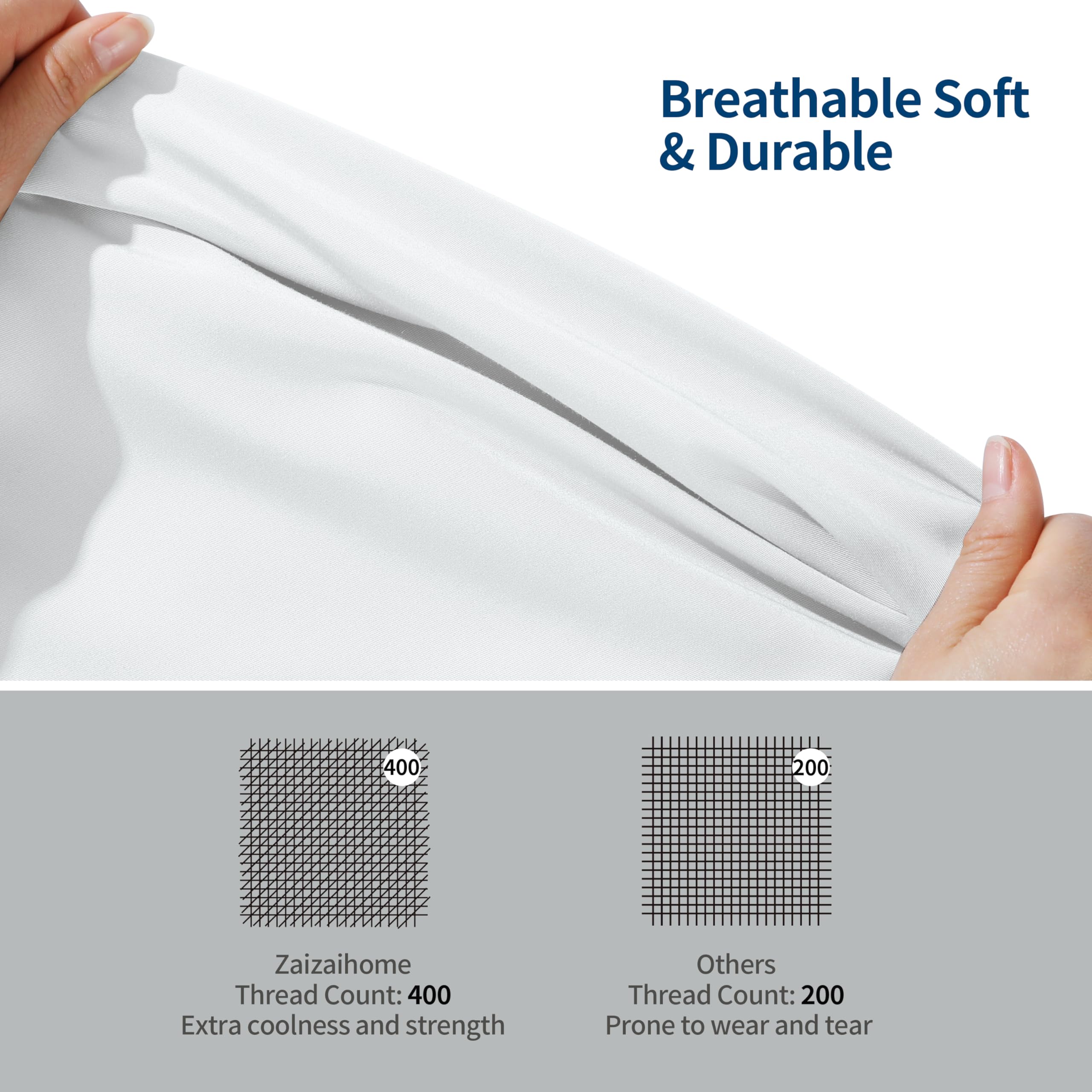 Zaizaihome deep pocket elastic edge detail showing secure mattress grip