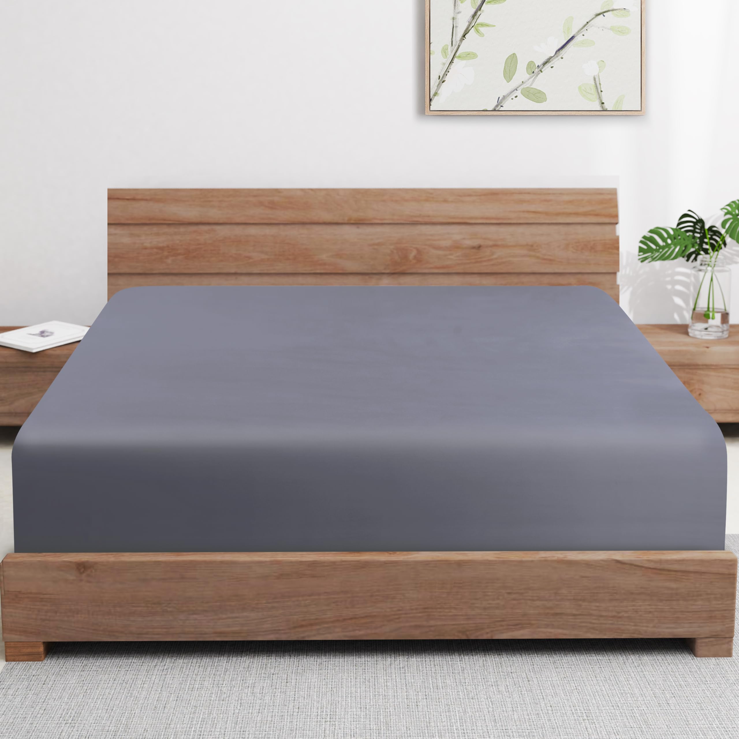 Zaizaihome fitted sheet front view showing queen size and neat finish for easy setup