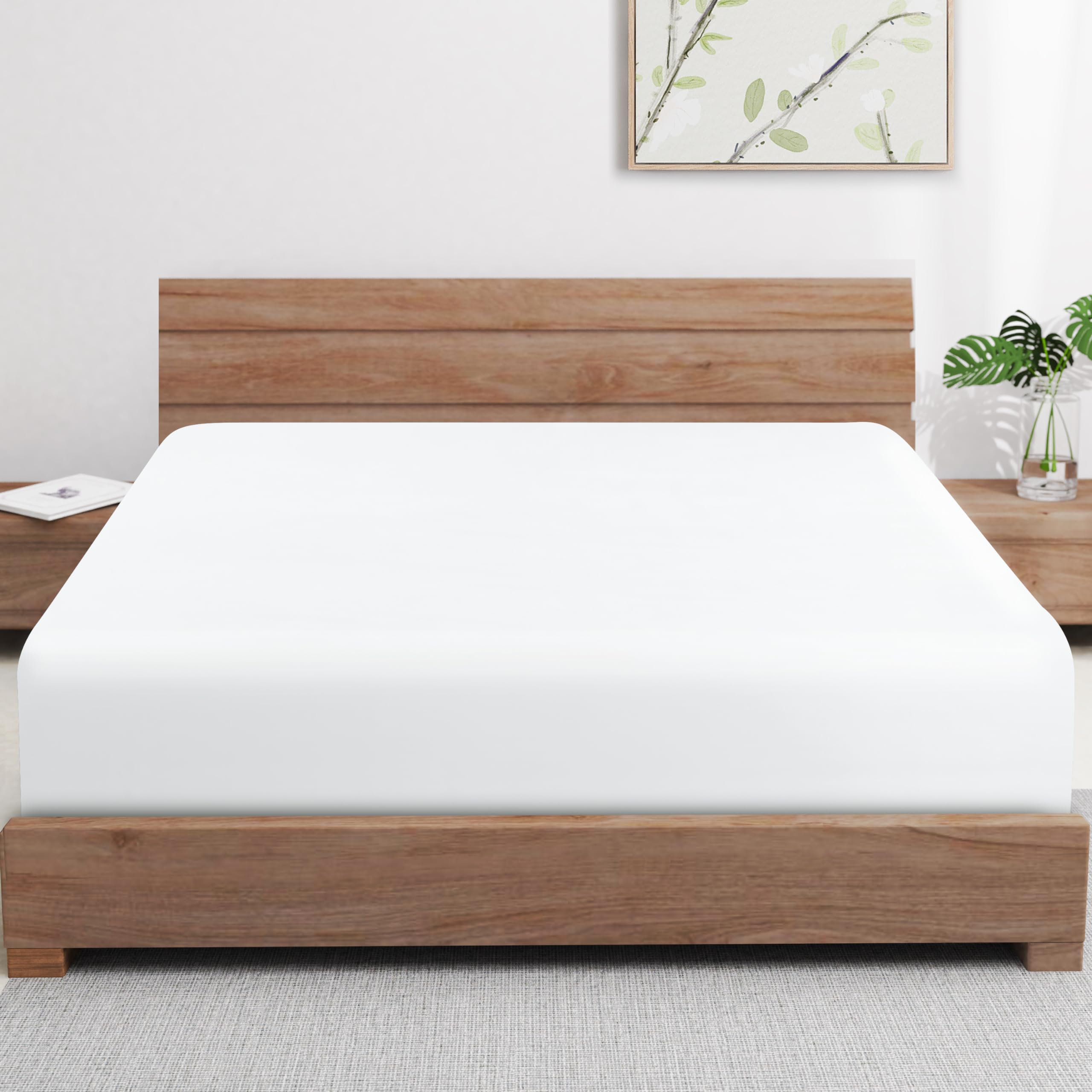 Zaizaihome queen fitted sheet front view showing neat finish and size benefit