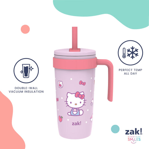 Zak Designs Hello Kitty next to smartphone showing compact 18oz scale