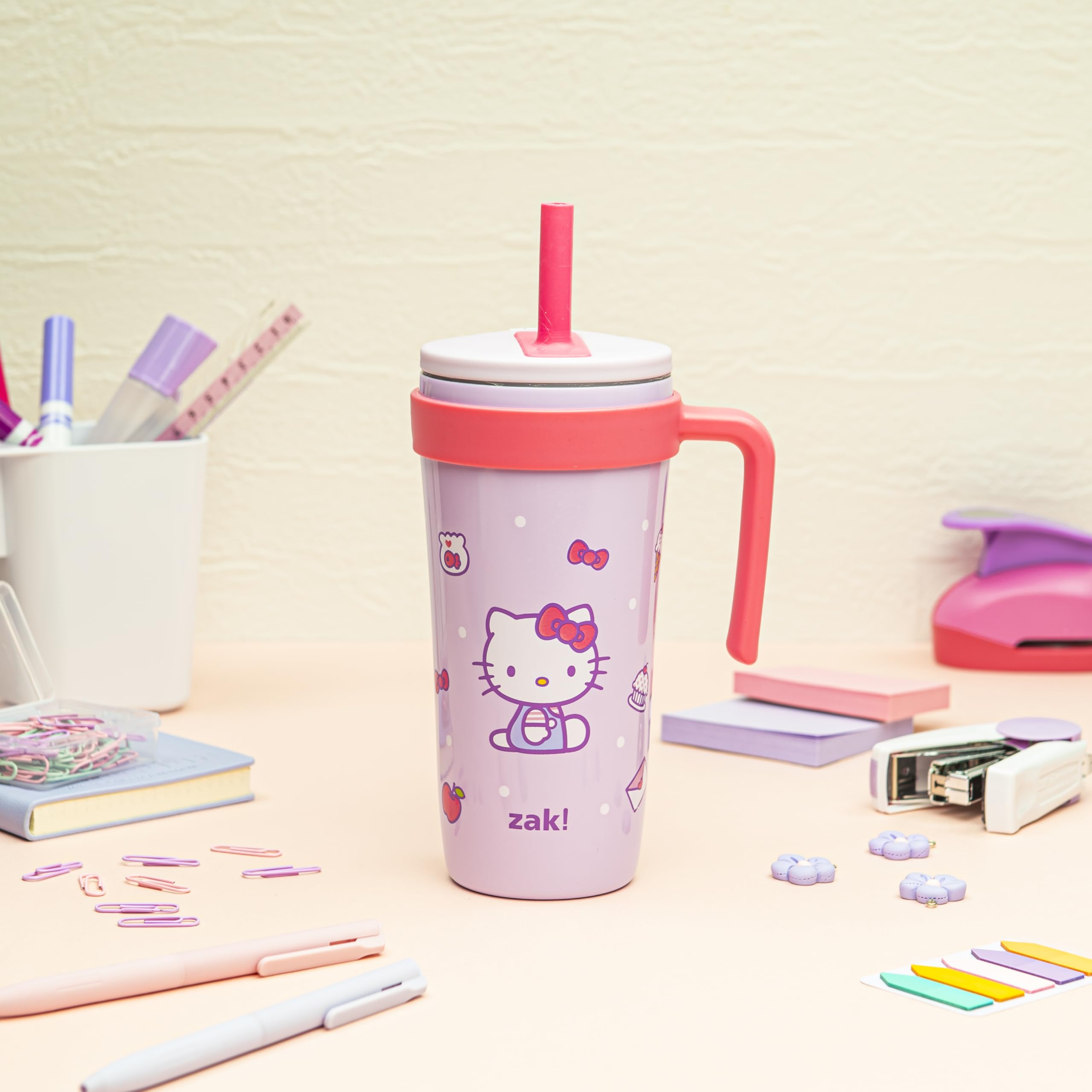 Zak Designs Hello Kitty stainless steel texture close-up for durability