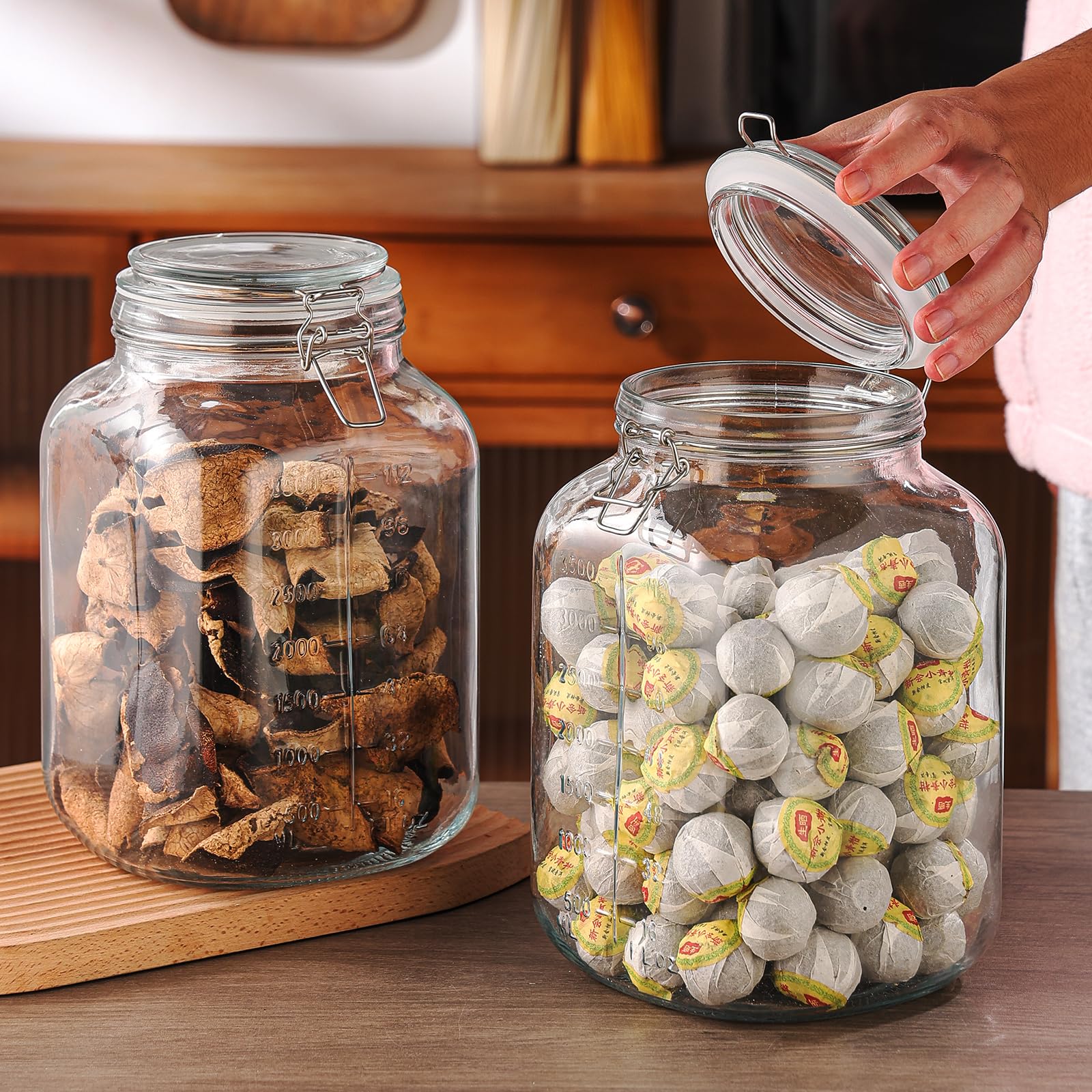 ZALSSKE organized pantry shelf showing square jars saving space