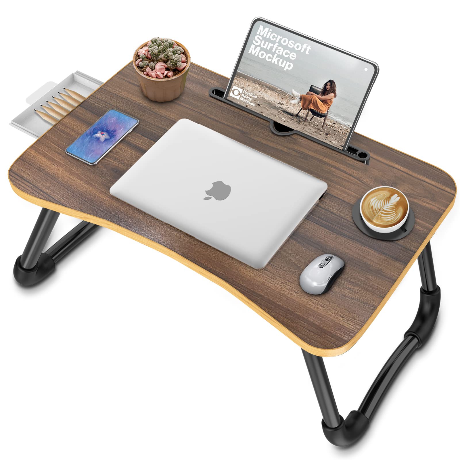 Zapuno size comparison with laptop illustrating ample workspace and fit