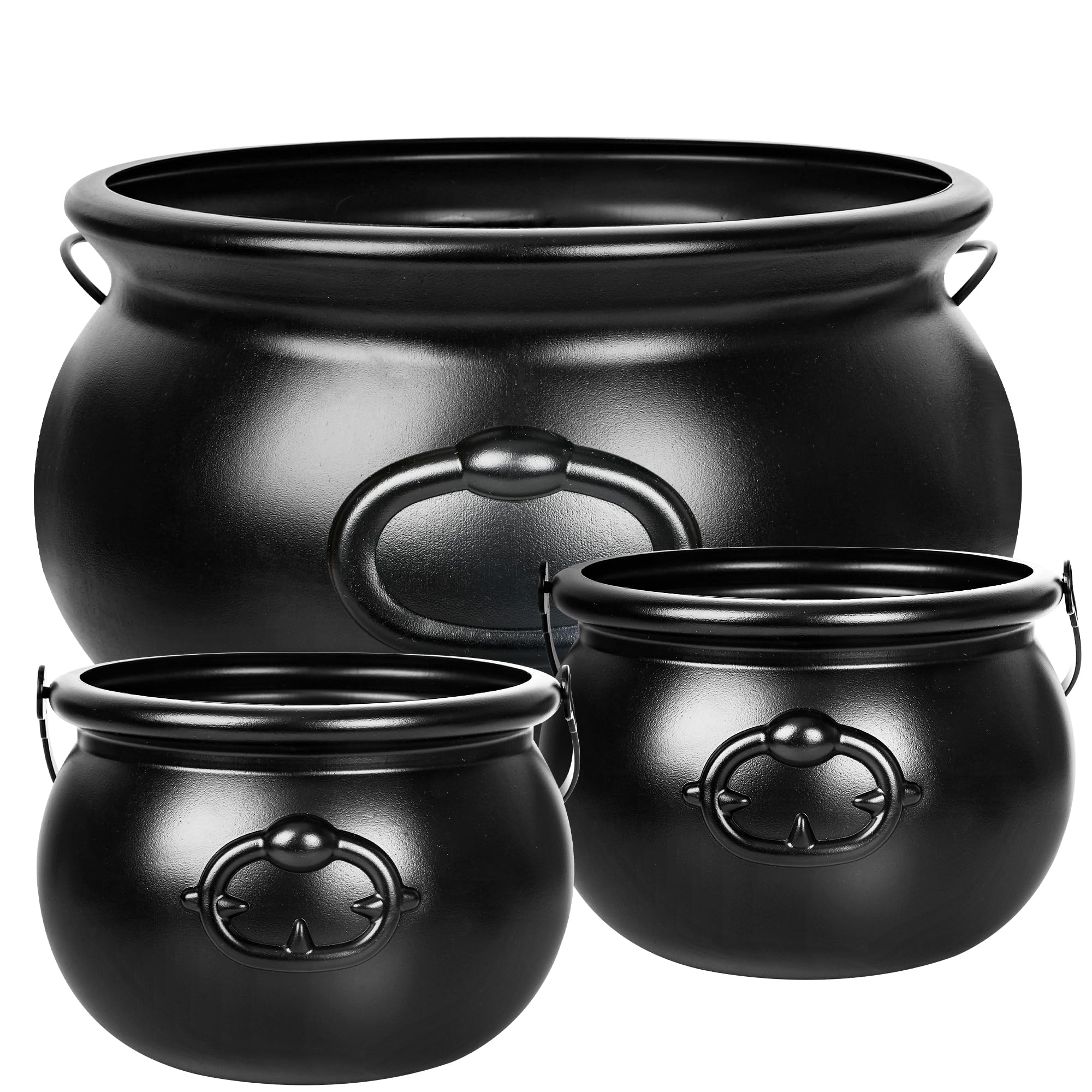 ZATAYE front view of three black cauldrons showing set and styling benefit