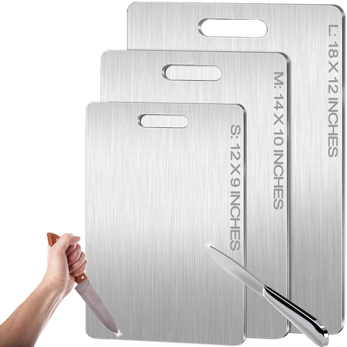 Zaucet front view of titanium cutting board showing clean modern finish and durability