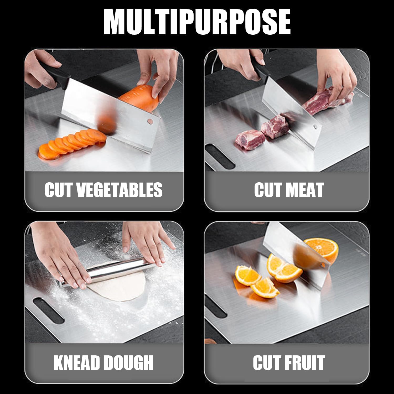 Zaucet titanium board on countertop in active kitchen for easy cleaning benefit