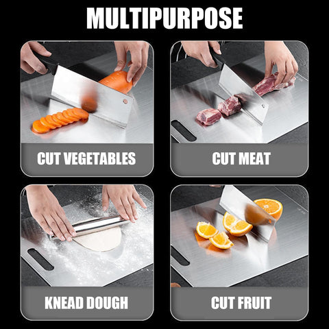 Zaucet titanium board on countertop in active kitchen for easy cleaning benefit