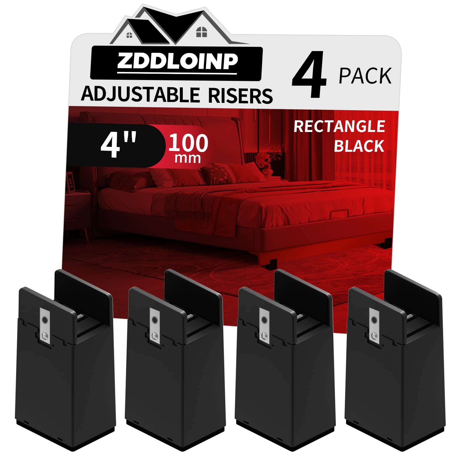 ZDDLOINP front view of riser set showing packaging and product benefits