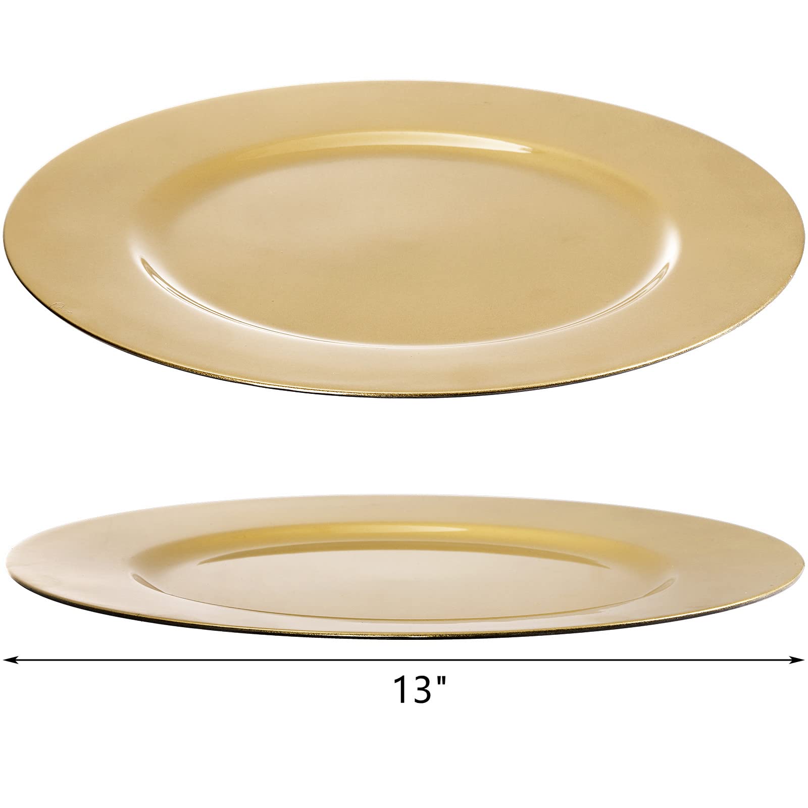 ZEAYEA stacked charger plates showing how 12-pack stores compactly and saves space