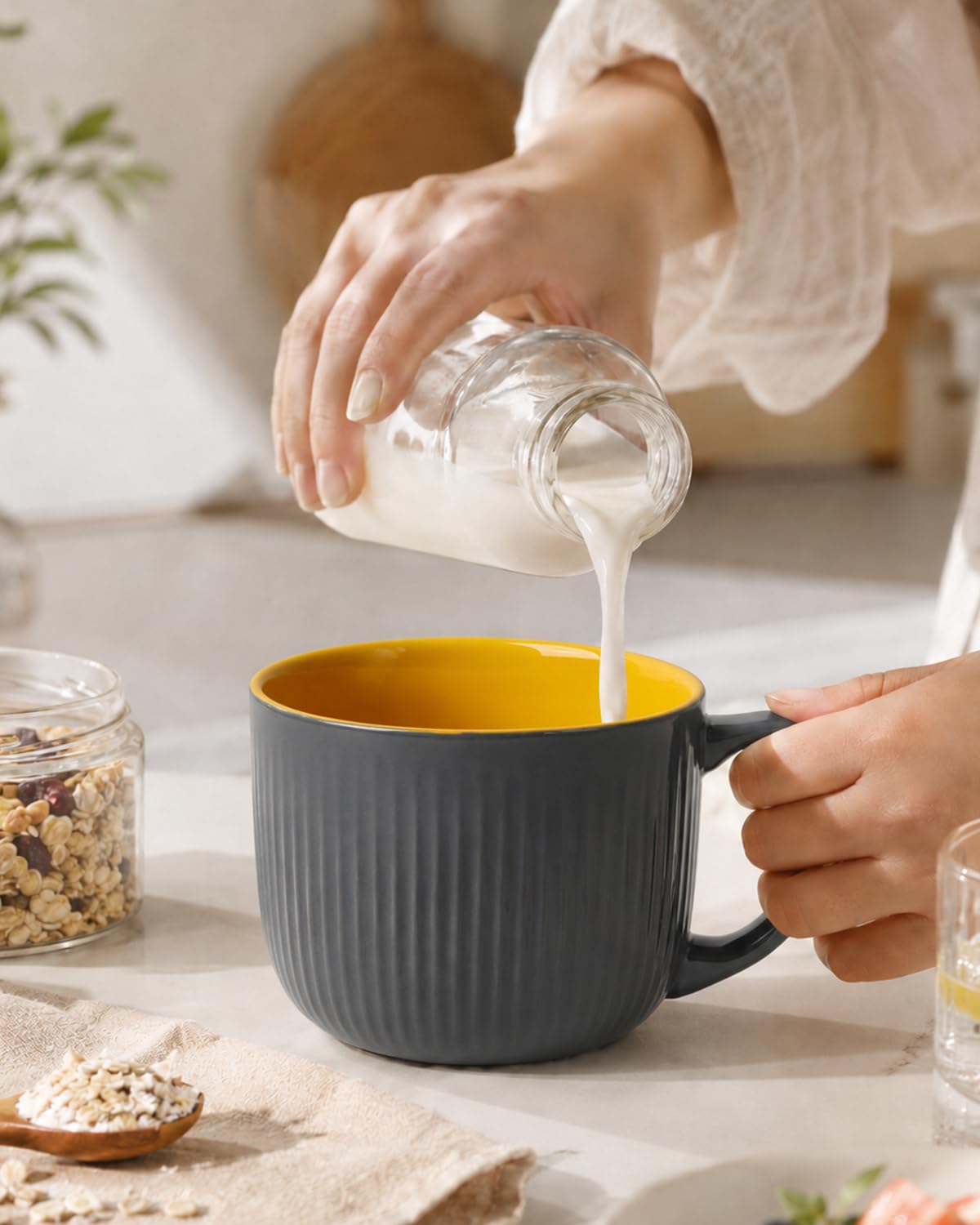 ZEBERBO bowl next to spoon for scale, clarifies true size and portioning