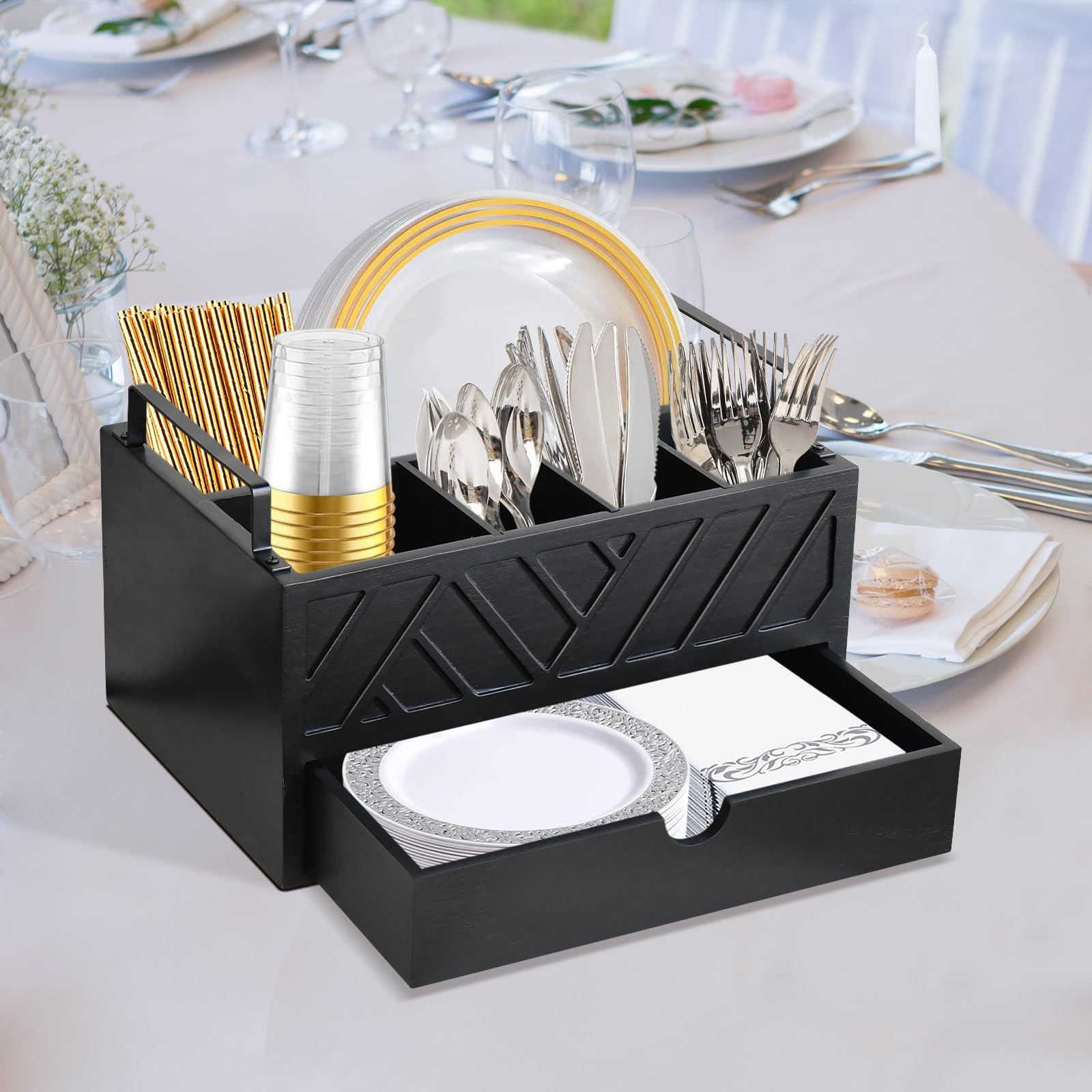 Zecela pull-out drawer closeup storing forks and condiments for neat organization