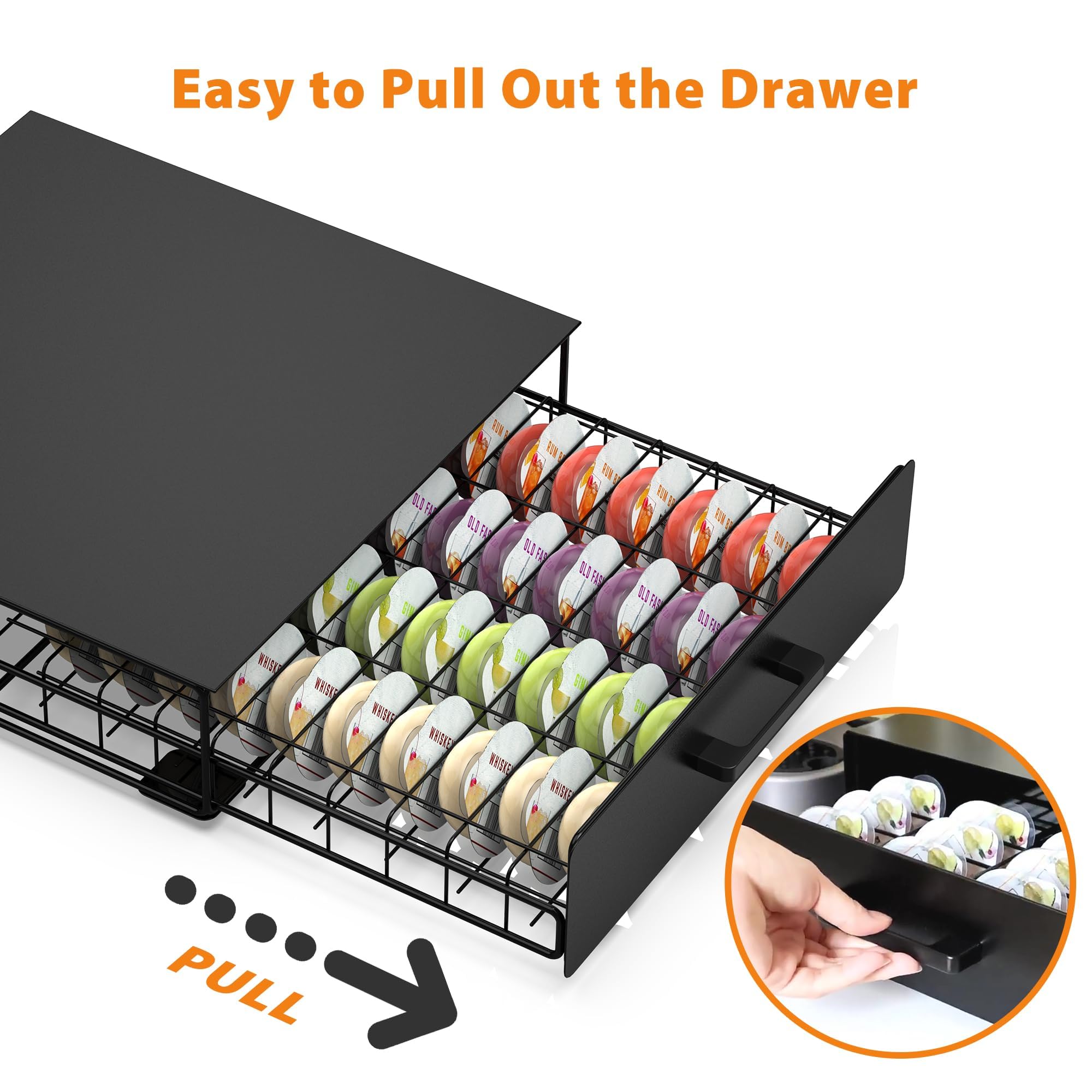 ZECENN drawer pulled out revealing capsules for fast access benefit