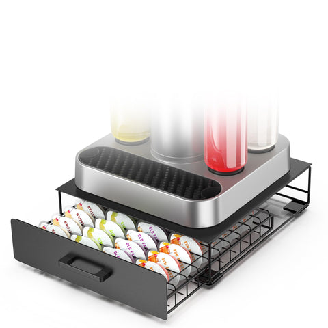 ZECENN front view tucked under cocktail machine showing neat storage benefit