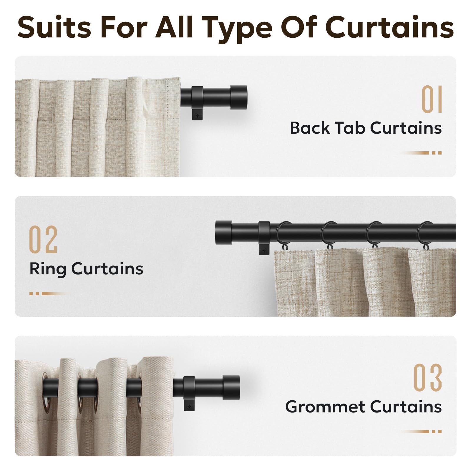 zeerobee bracket with measured clearance illustrating adjustable gap for varied curtain thickness