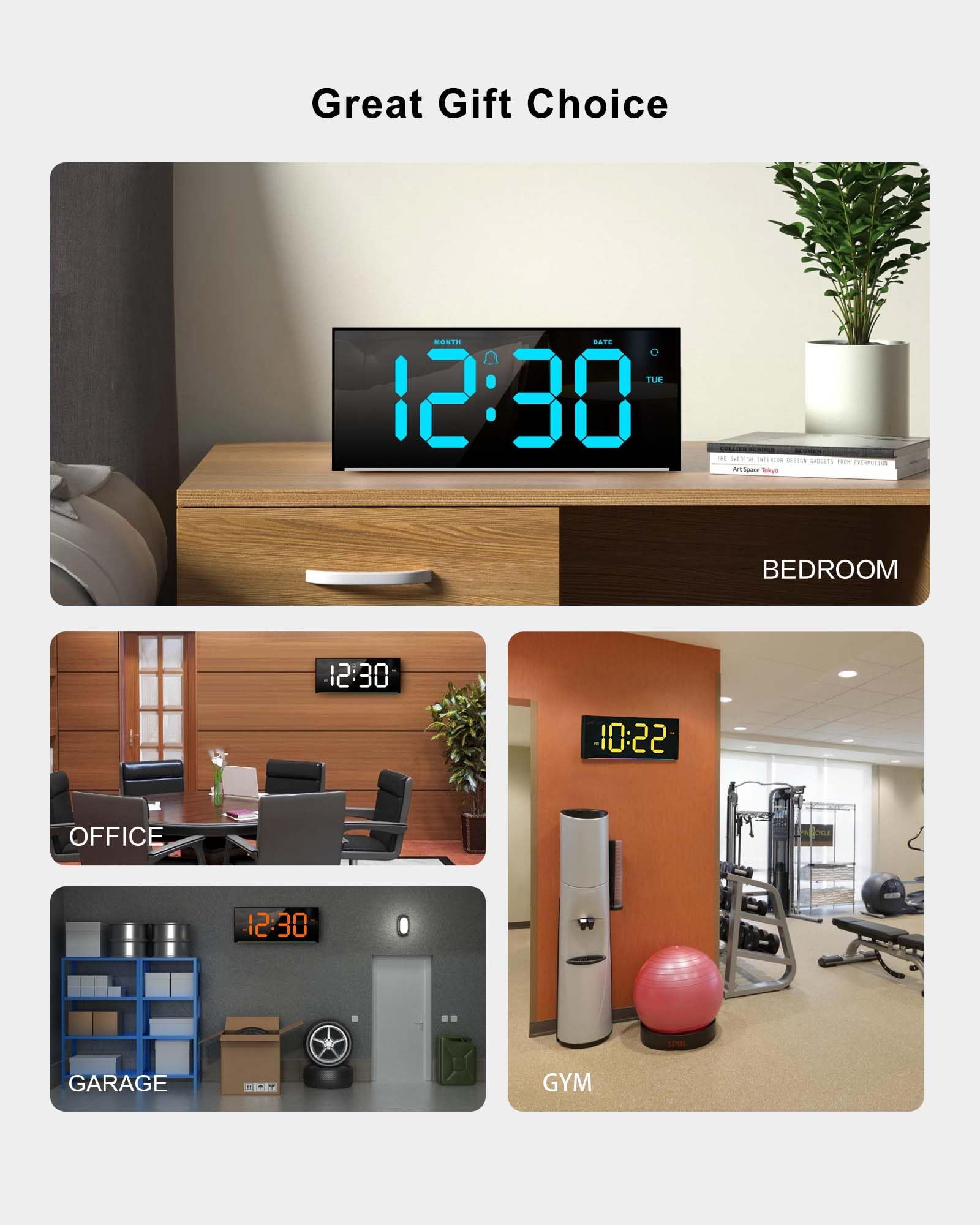 Zelaclock on bedside table as night light offering soft, non-disruptive glow