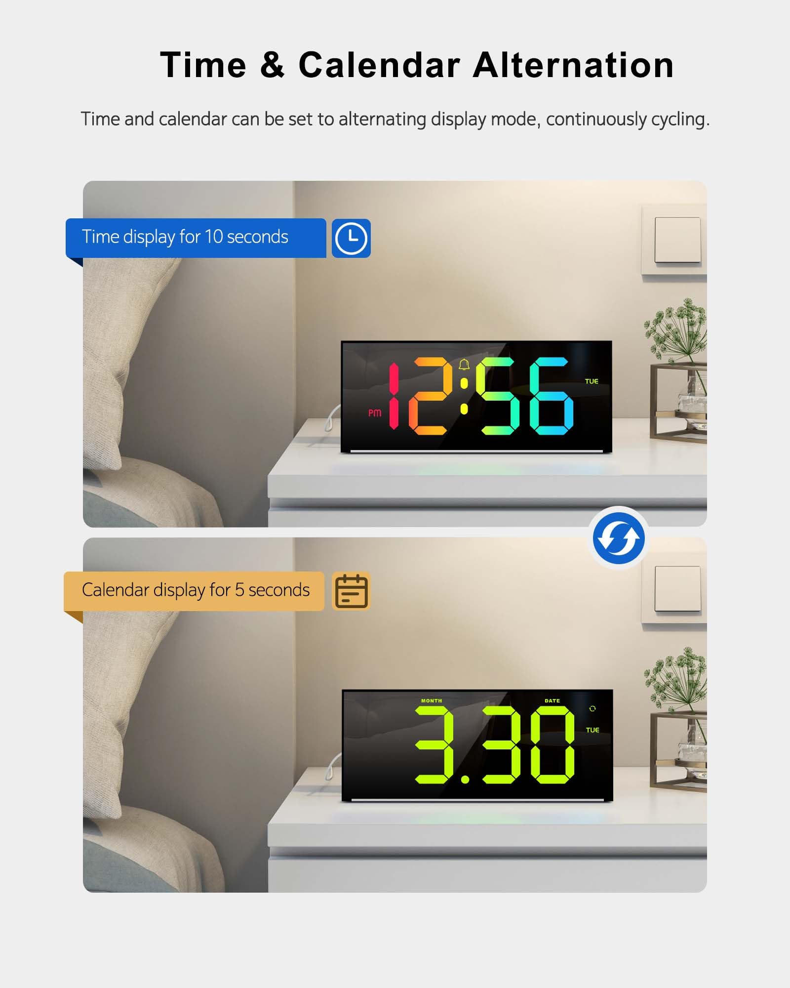 Zelaclock remote control and settings enabling simple color and brightness changes