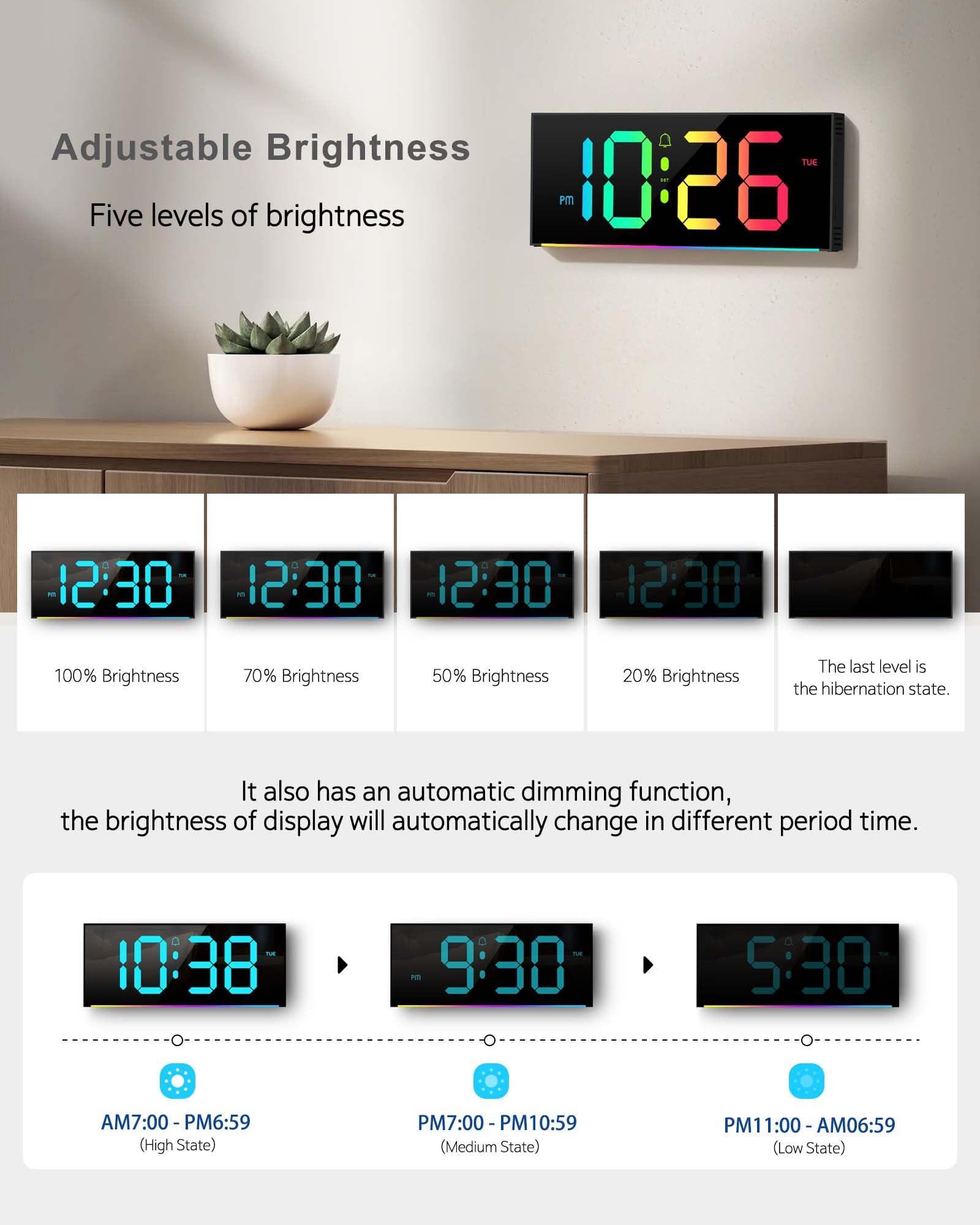 Zelaclock wall-mounted in living room providing visible time and decor enhancement