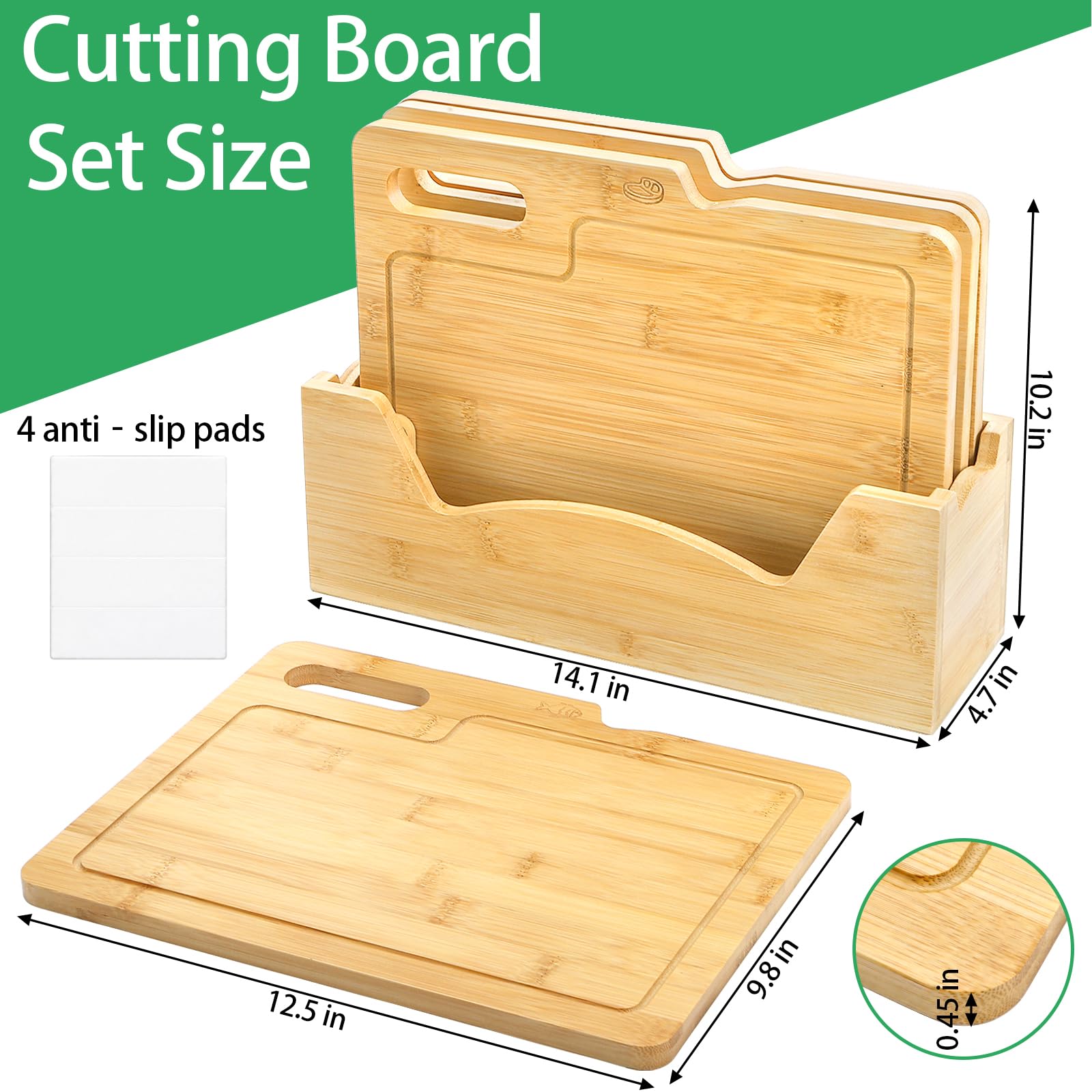 ZENFUN close-up of bamboo grain and carved food icons for easy food separation