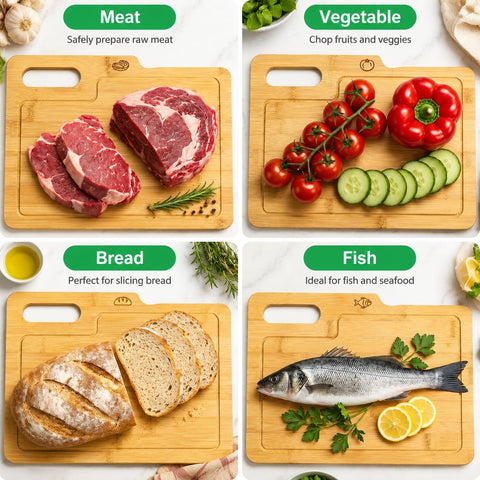 ZENFUN boards in use with vegetables demonstrating stable chopping surface