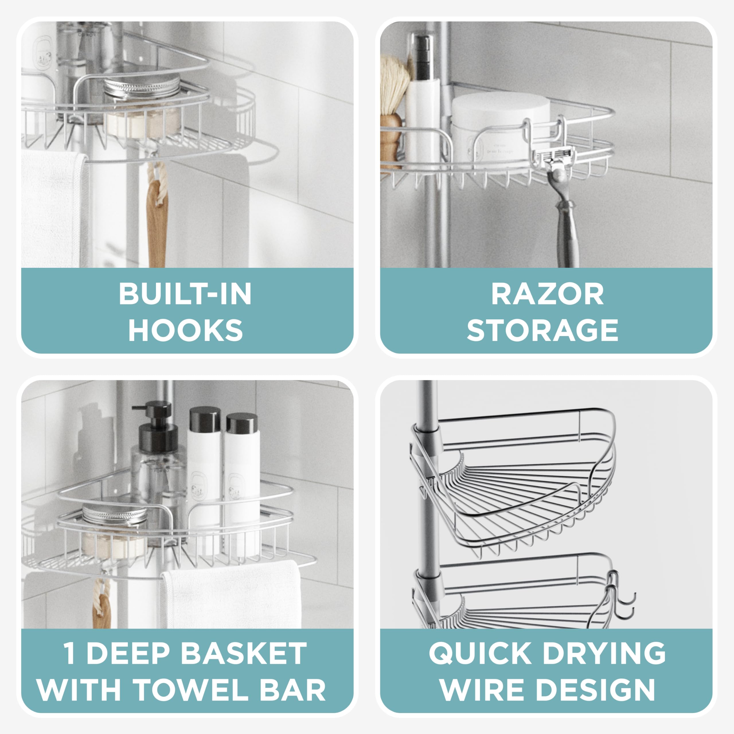 Zenna Home mounted in bathroom showing space-saving organization