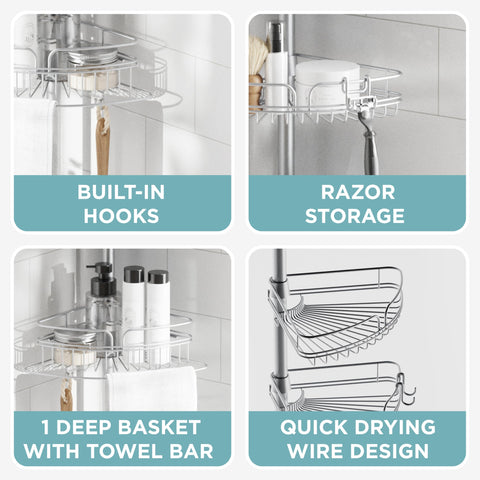 Zenna Home mounted in bathroom showing space-saving organization