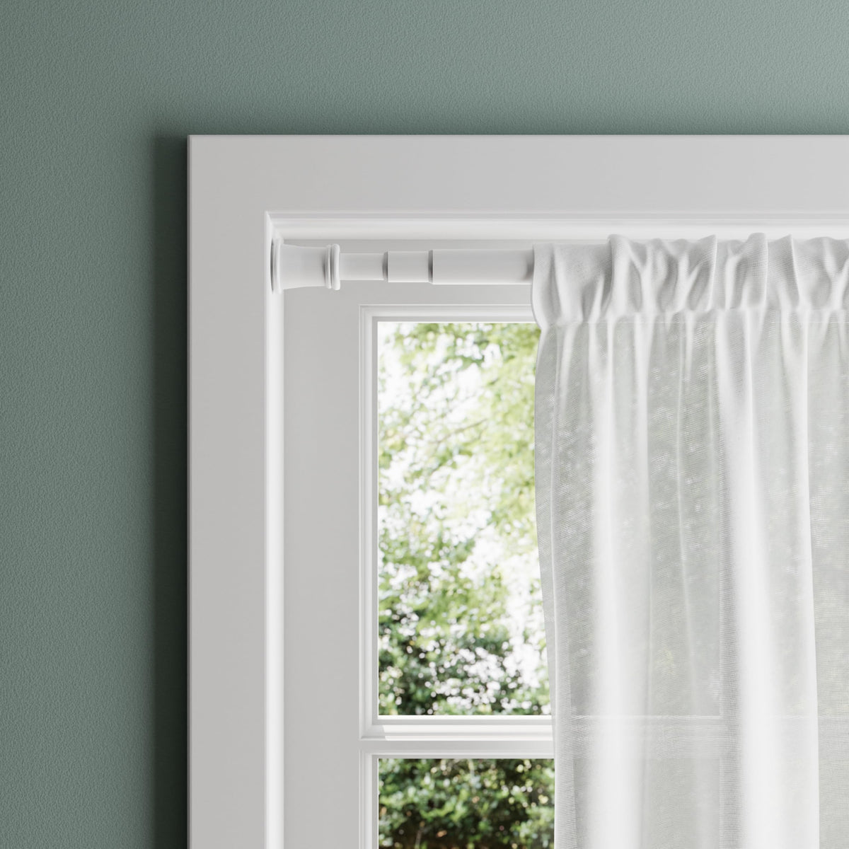 Zenna Home front view of white tension rod showing clean profile and easy fit