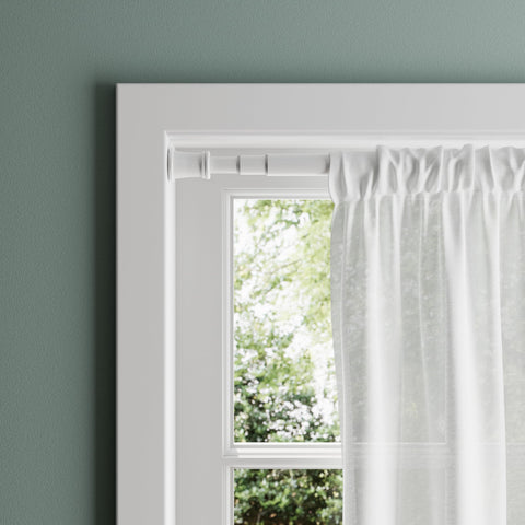 Zenna Home front view of white tension rod showing clean profile and easy fit