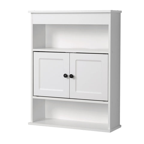 Zenna Home front view white cabinet showing clean storage and space savings