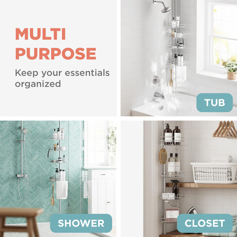 Zenna Home shelves loaded with toiletries for easy access