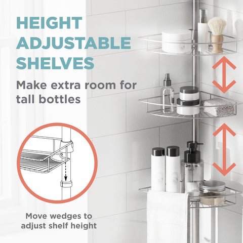 Zenna Home towel bar and basket setup holding towels and bottles