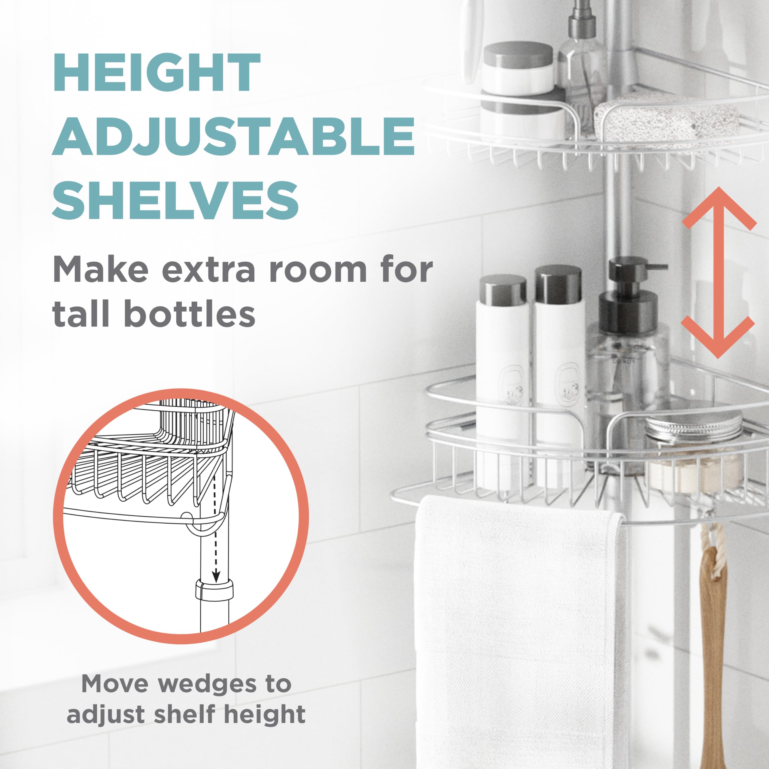 Zenna Home towel bar and hooks offering extra hanging storage