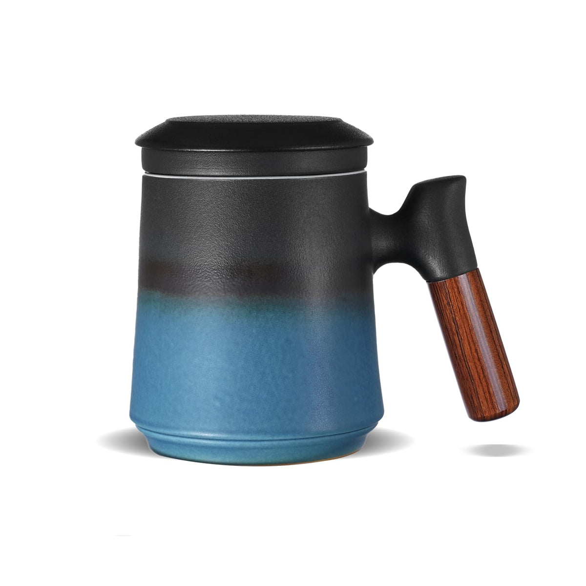 ZENS blue tea cup front view showing elegant mug and lid, enhances tabletop style