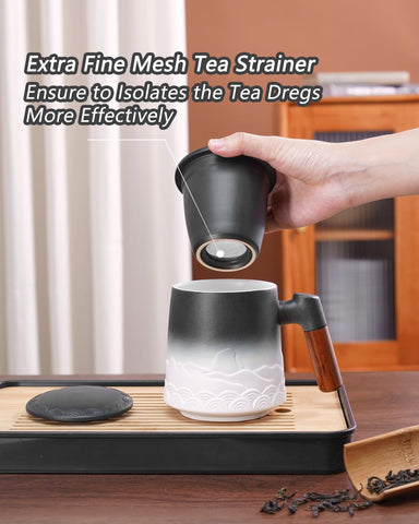 ZENS ceramic infuser detail showing fine mesh for cleaner full-leaf steeping