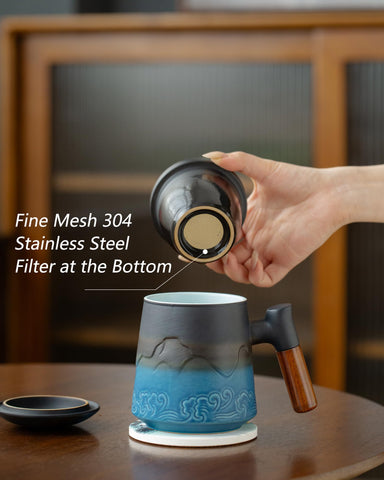 ZENS fine mesh infuser detailed shot showing roomy basket for full-leaf brewing