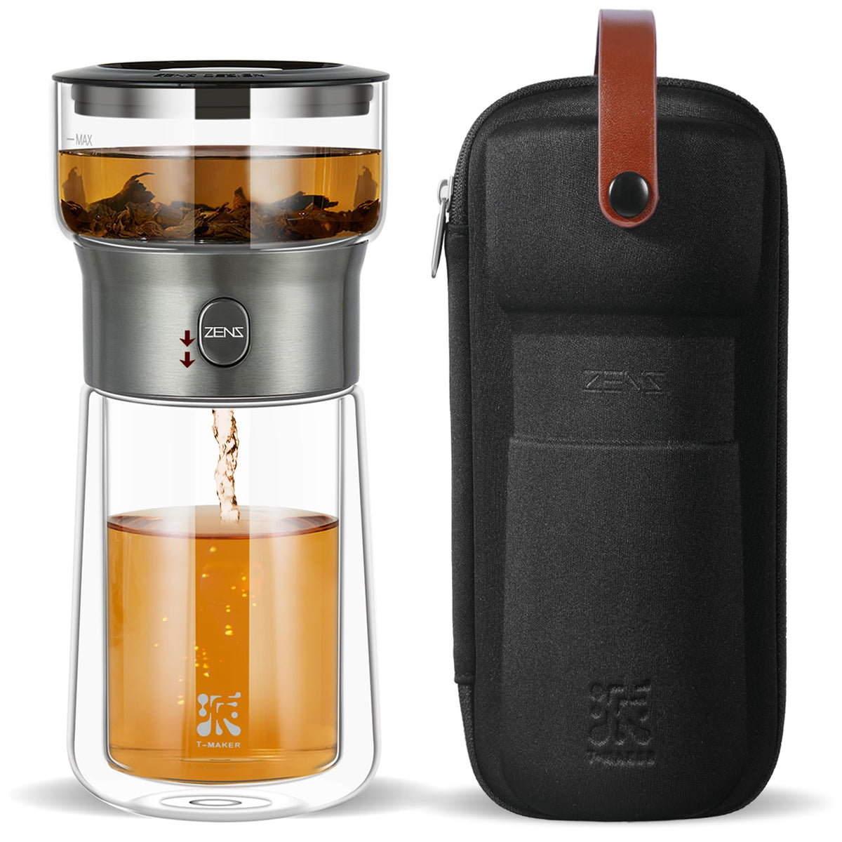 ZENS front view of tea infuser showing minimalist design and fast brewing