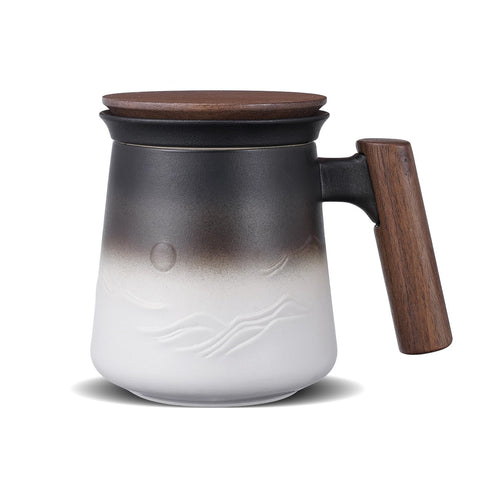 ZENS front view of mug showing gradient glaze and embossed motif for elegant display
