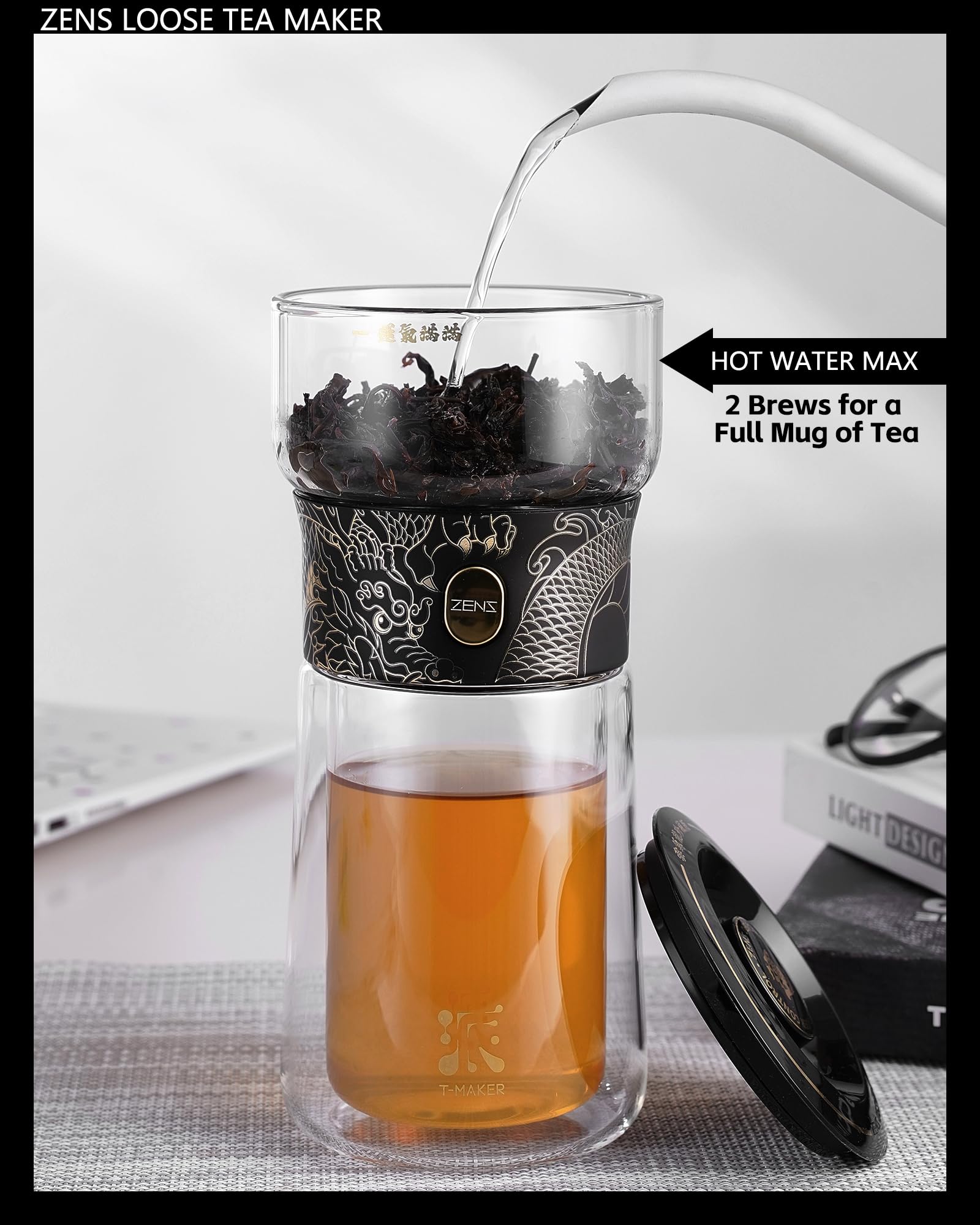 ZENS double-walled glass detail showing insulation and comfortable, warm-hold benefit