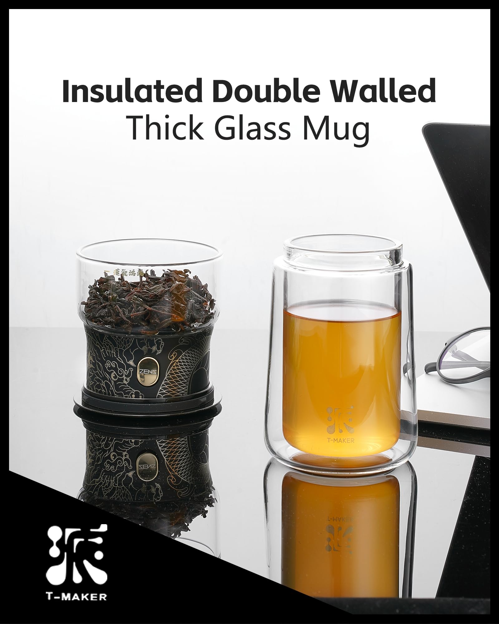 ZENS teapot in hand pressing one-touch release, demonstrates easy precise infusion control