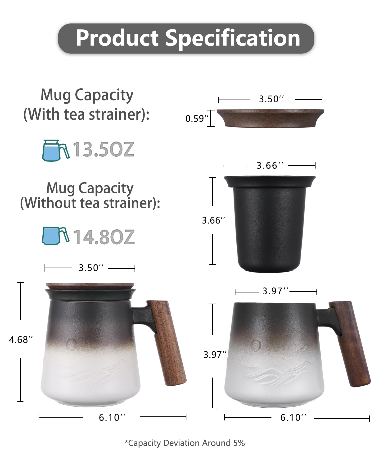 ZENS mug in use steeping loose leaf tea highlighting aroma retention benefit