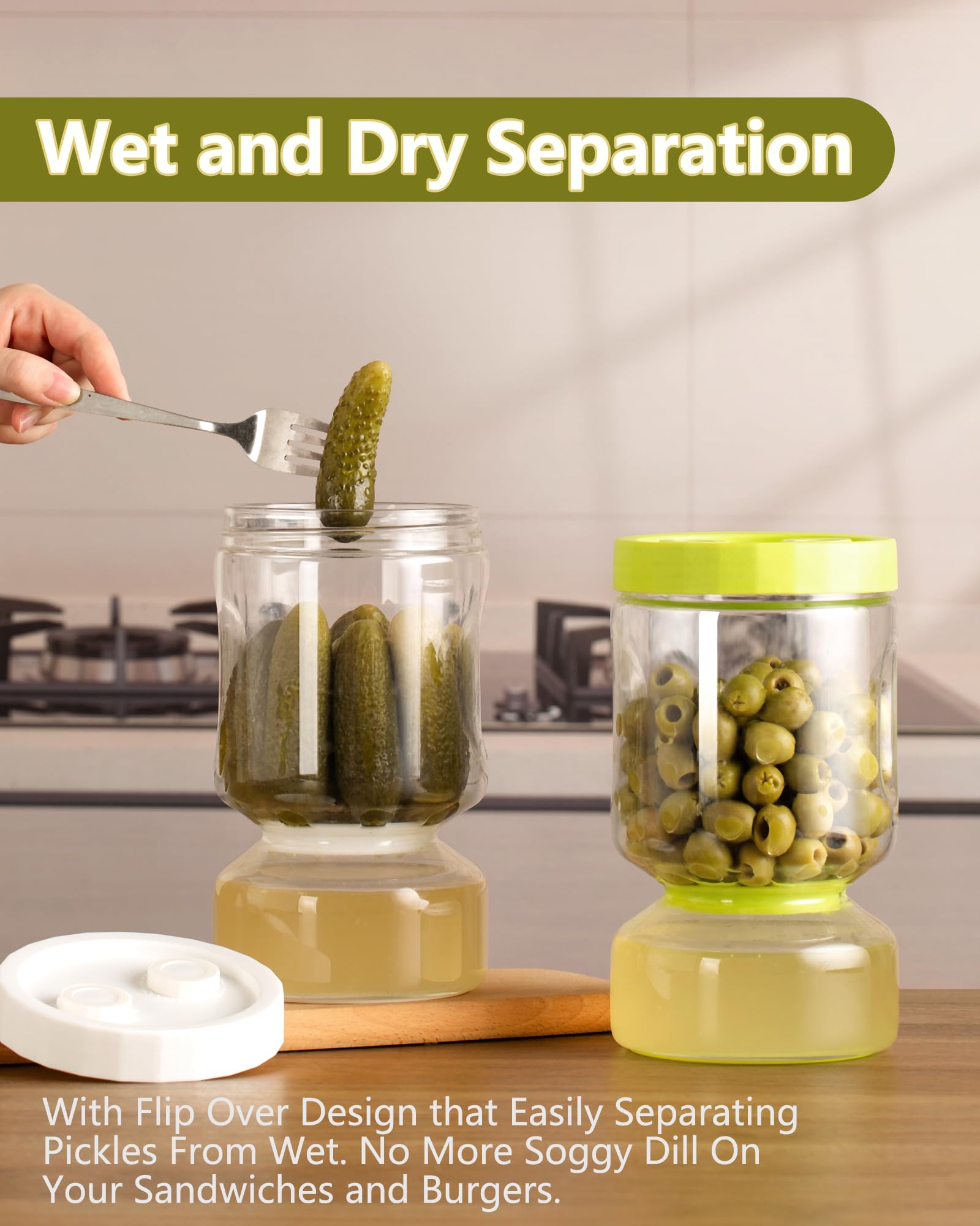 ZENS bottom reservoir filled with pickle juice showing separation benefit