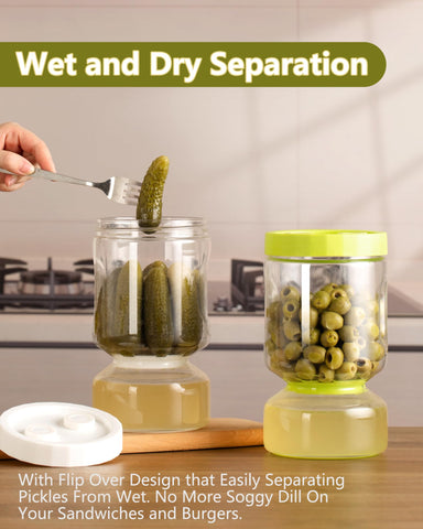 ZENS bottom reservoir filled with pickle juice showing separation benefit